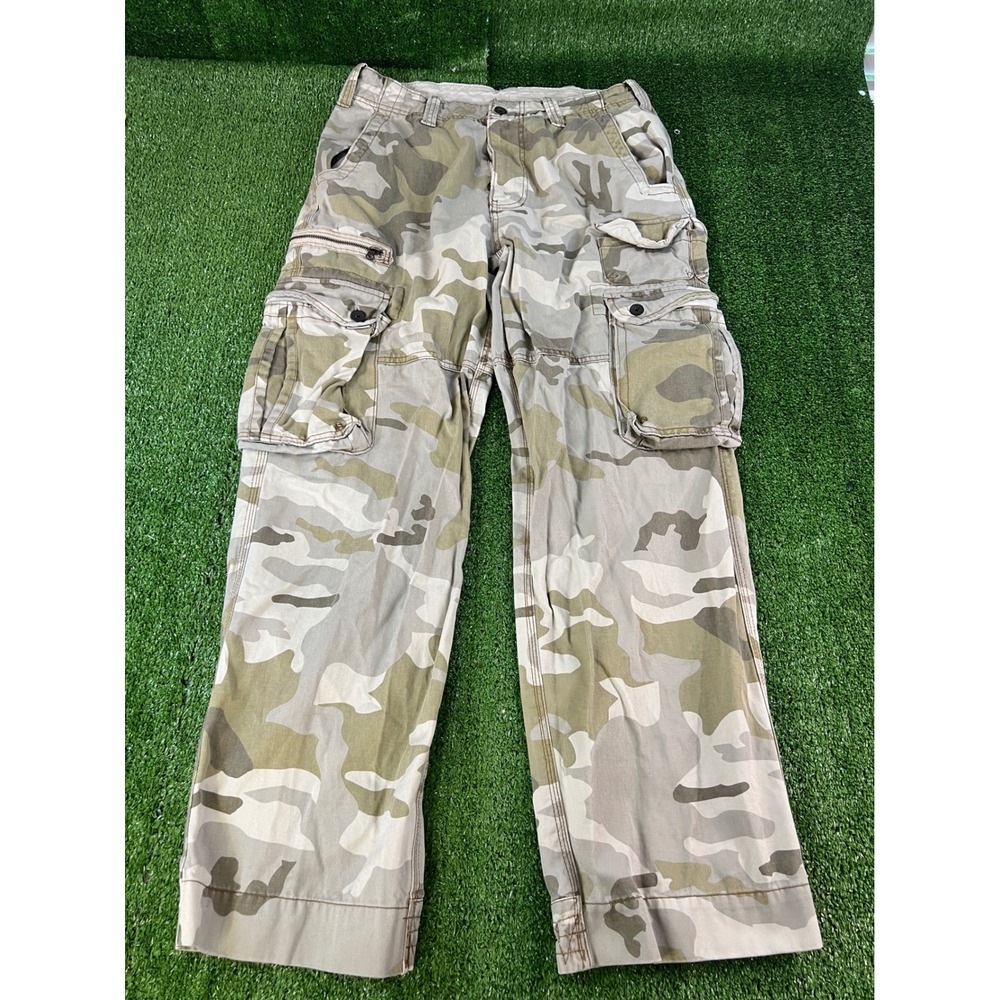 No Boundaries Mens Khaki Camo Cargo Pants 32x32 Relaxed Fit Tactical Utility